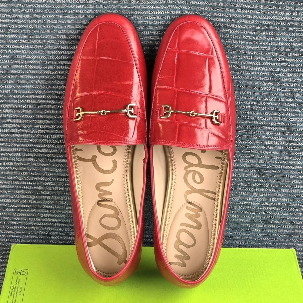 Sam Edelman Loraine, Red Croc Pattern Loafers NEW In Box 10.5M - Picture 12 of 16